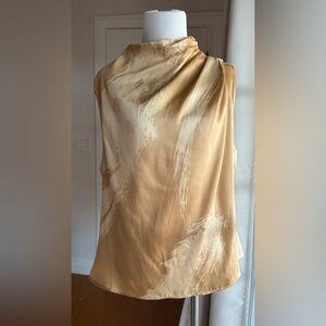 Donna Karan elegant Tan and Cream Top. Large EUC